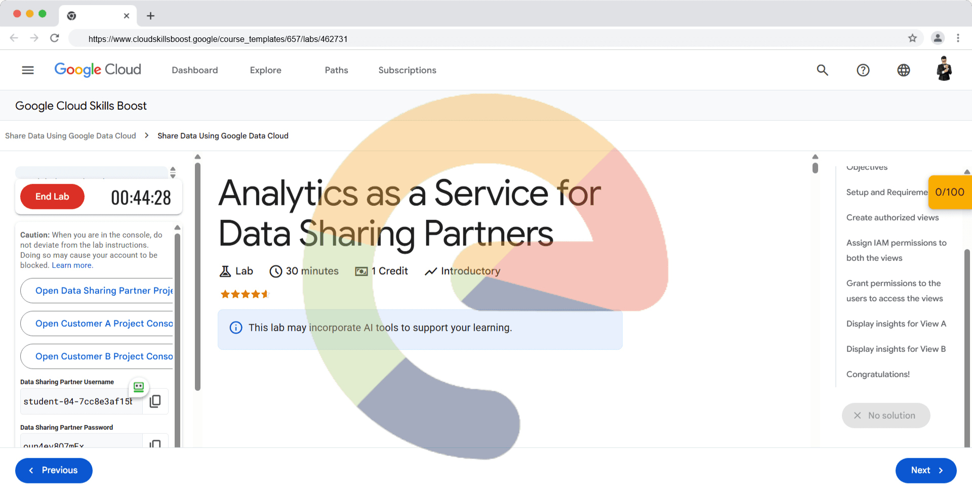 Analytics as a Service for Data Sharing Partners - GSP1042
