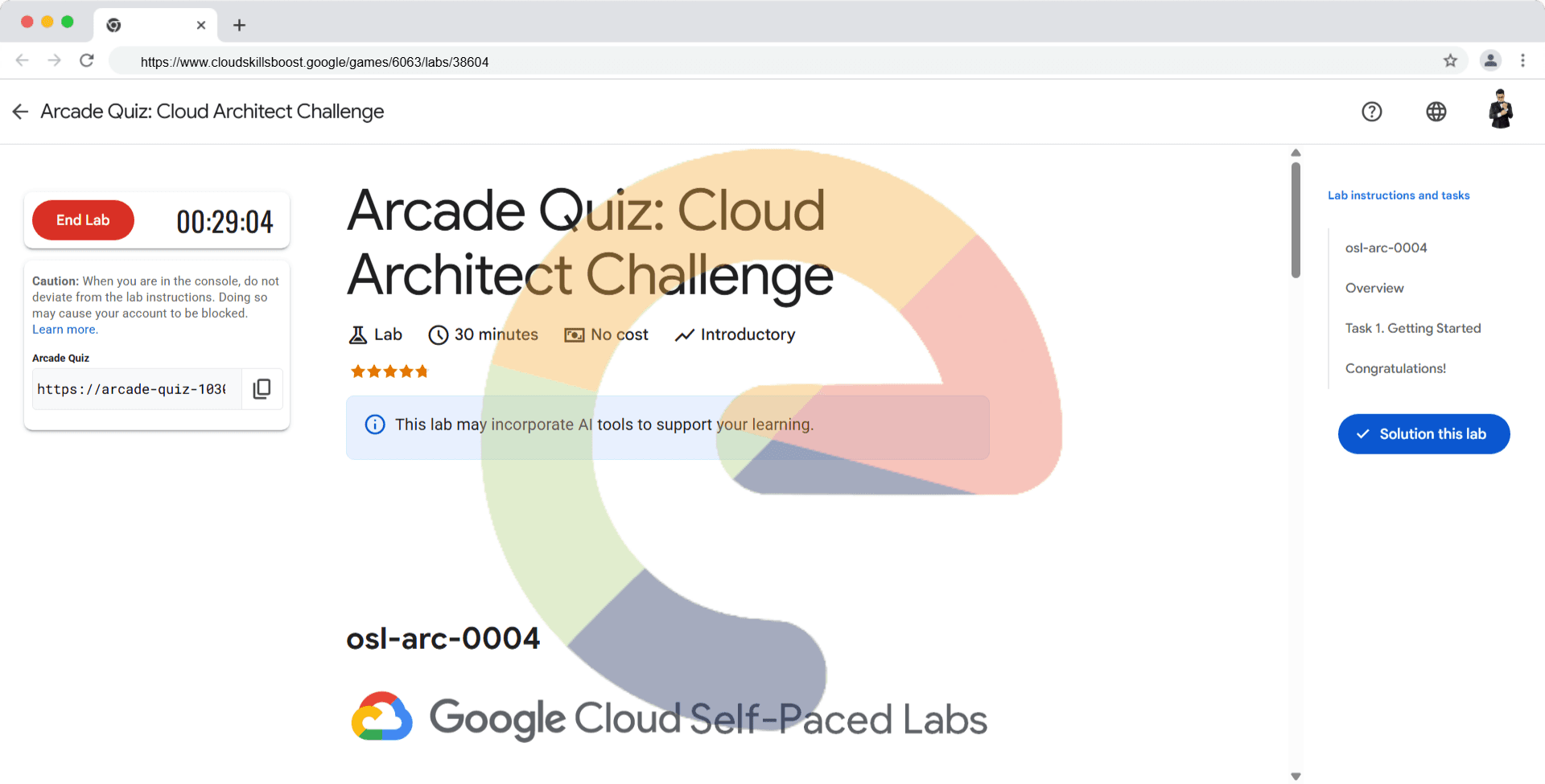 Arcade Quiz: Cloud Architect Challenge - osl-arc-0004