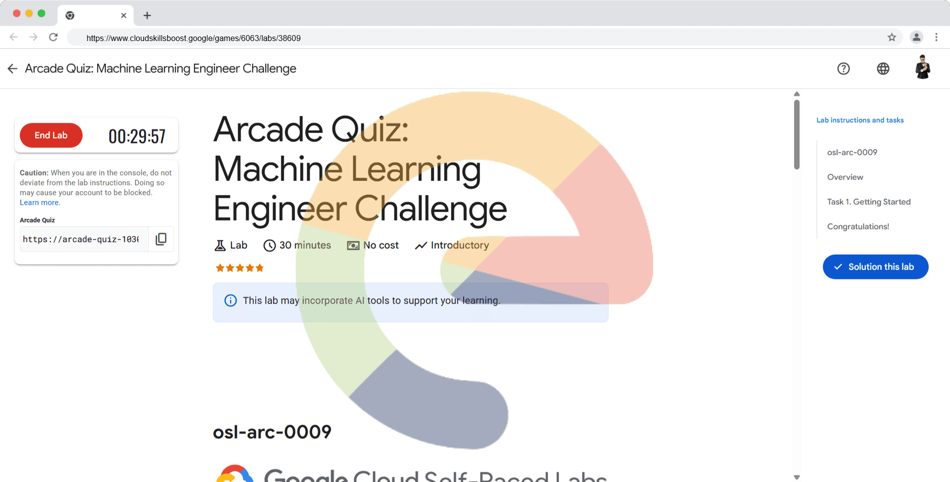 Arcade Quiz: Machine Learning Engineer Challenge - osl-arc-0009