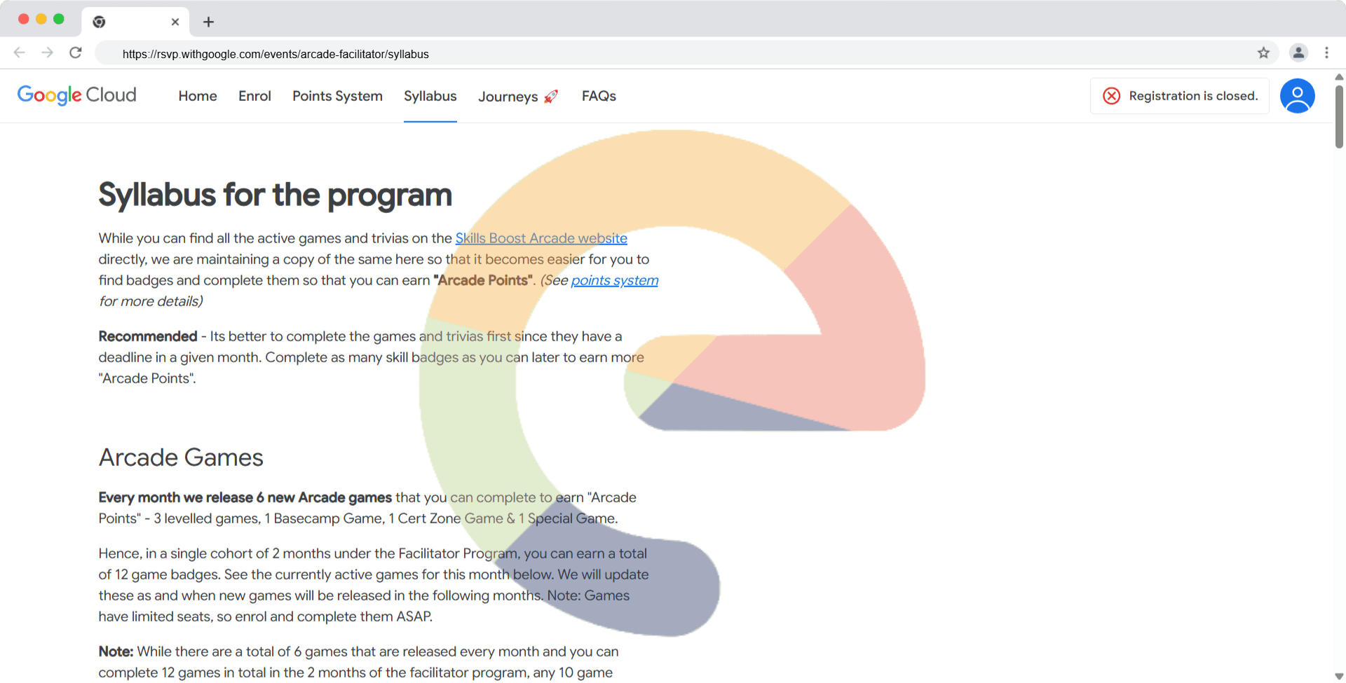 Google Cloud Arcade Facilitator '25 - Syllabus for the program