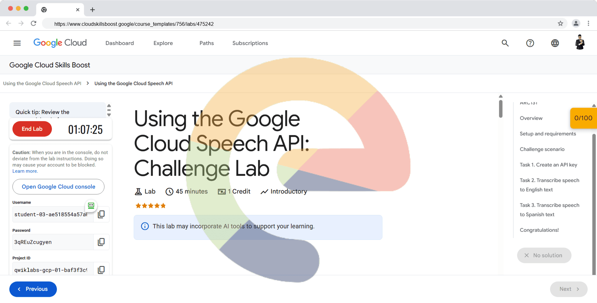 Using the Google Cloud Speech API: Challenge Lab - ARC131