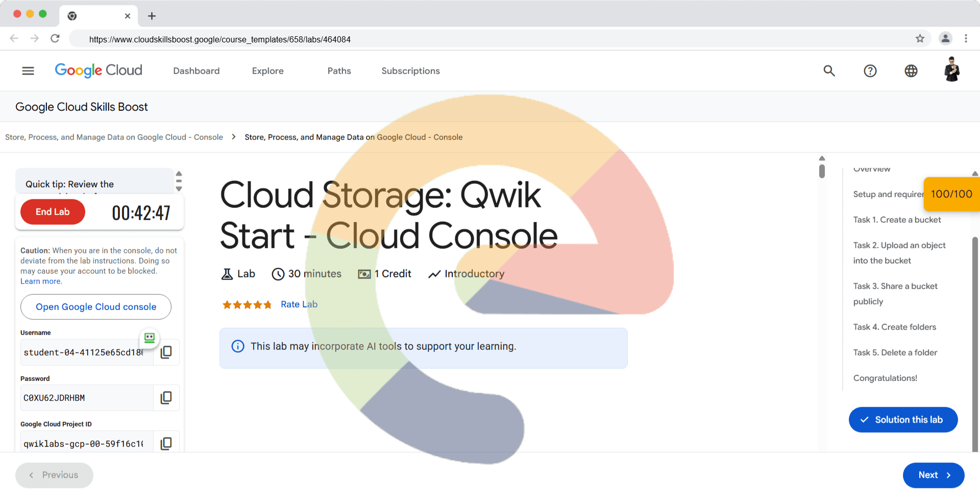 Cloud Storage: Qwik Start - Cloud Console - GSP073