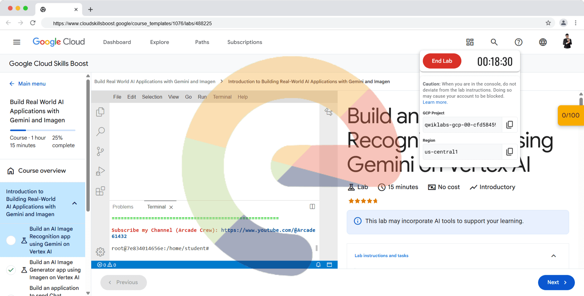 Build an AI Image Recognition app using Gemini on Vertex AI - bb-ide-genai-001