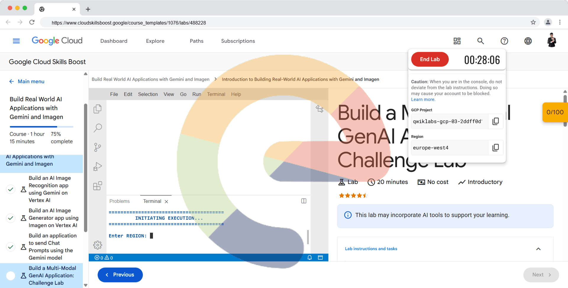 Build a Multi-Modal GenAI Application: Challenge Lab - bb-ide-genai-004