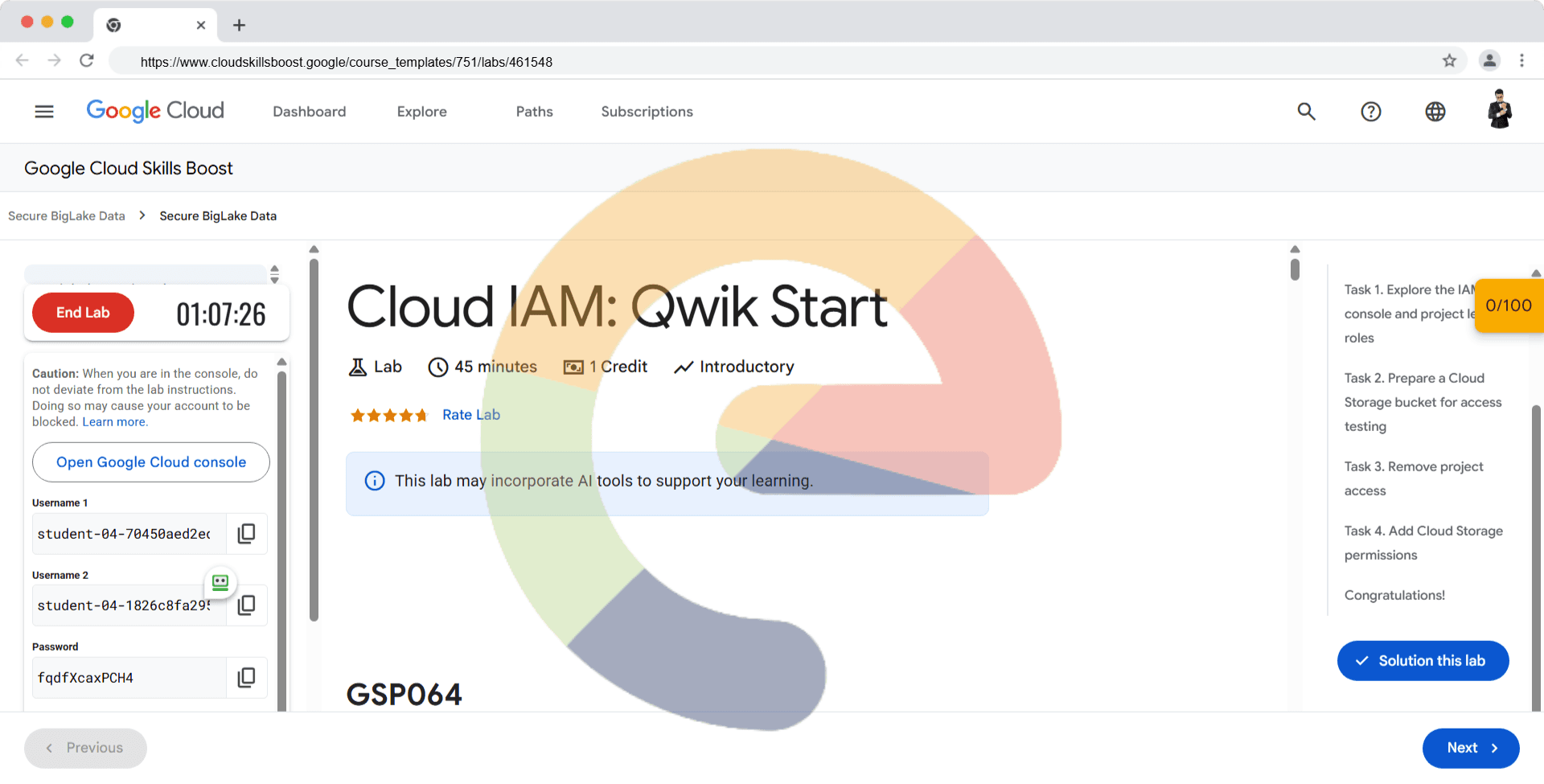 Cloud IAM: Qwik Start - GSP064