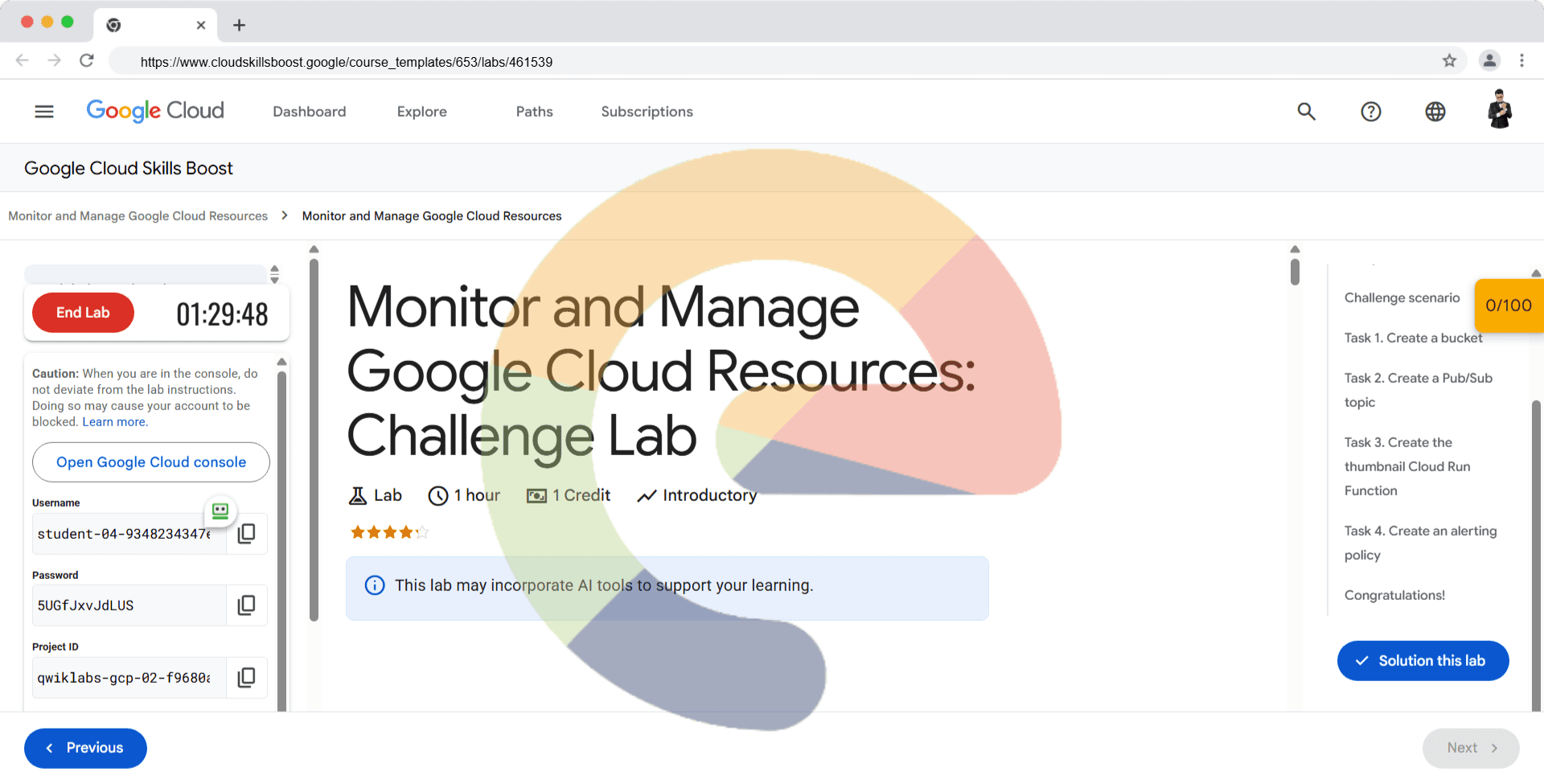 Monitor and Manage Google Cloud Resources: Challenge Lab - ARC101