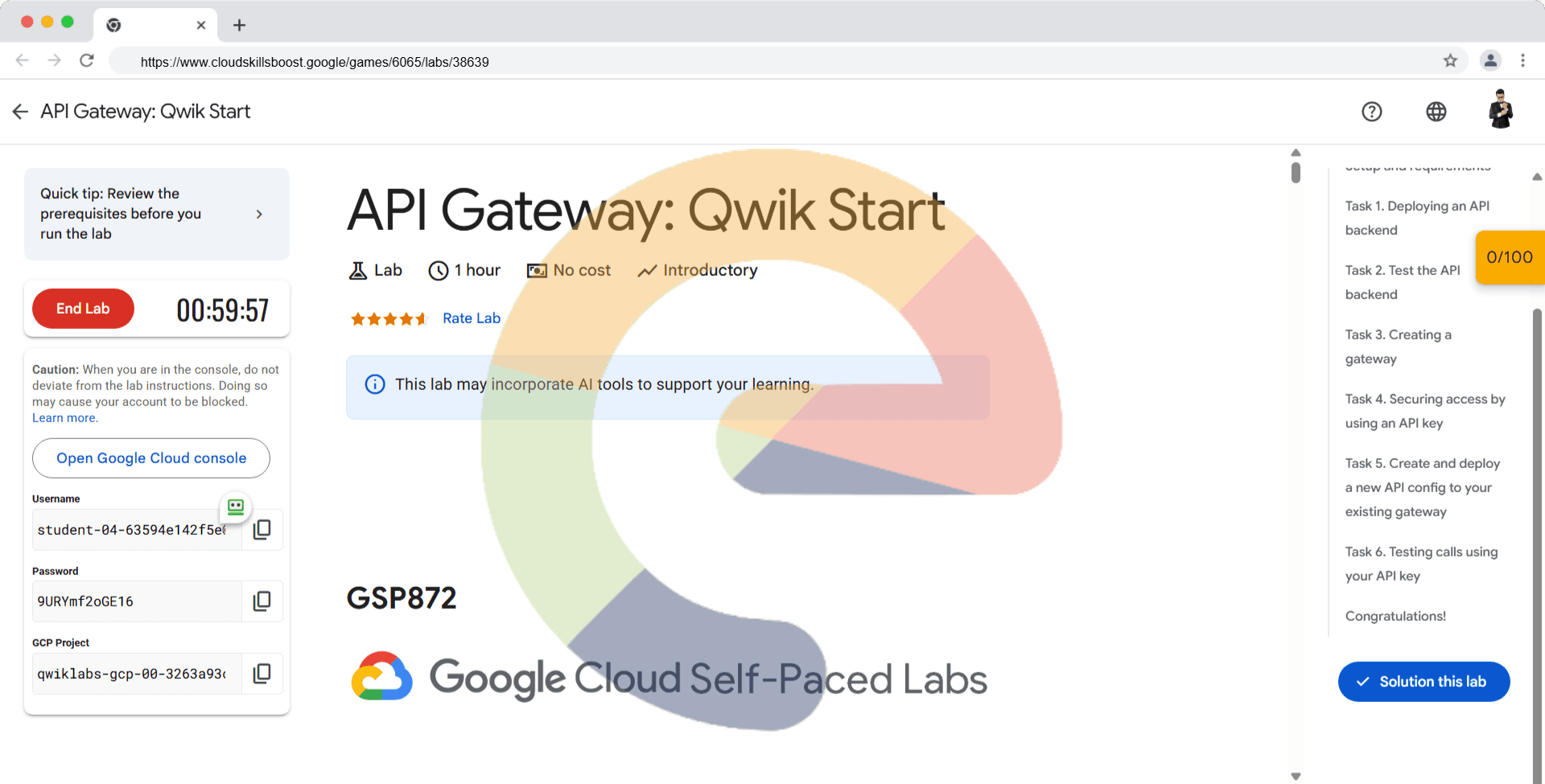 API Gateway: Qwik Start - GSP872