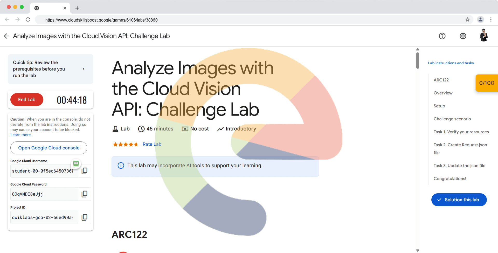 Analyze Images with the Cloud Vision API: Challenge Lab - ARC122