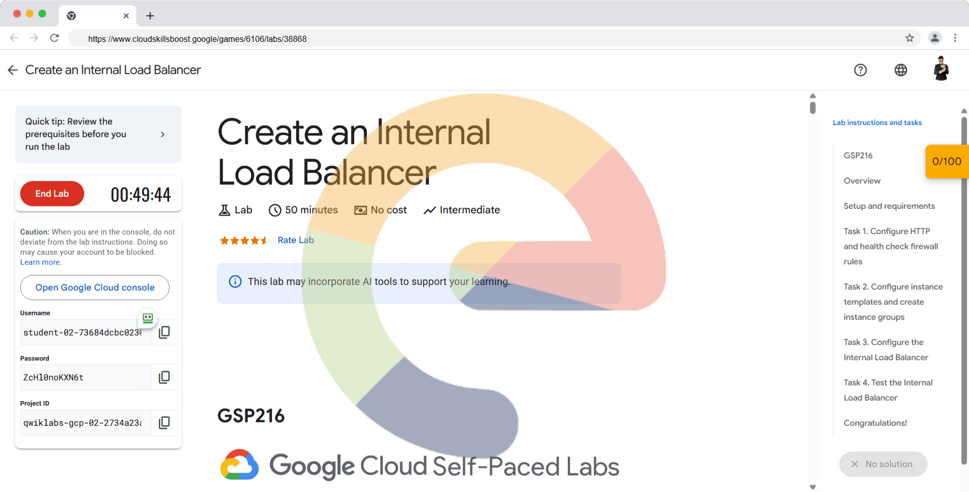 Create an Internal Load Balancer - GSP216