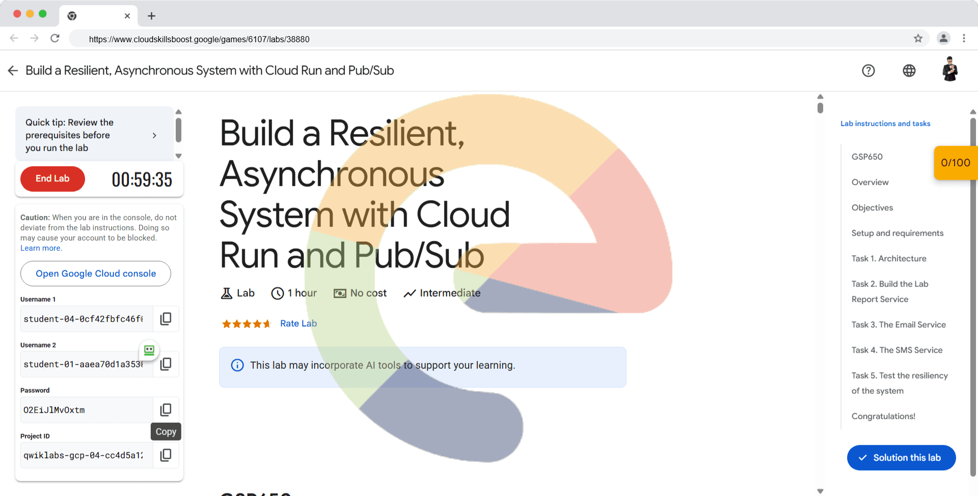 Build a Resilient, Asynchronous System with Cloud Run and Pub/Sub - GSP650
