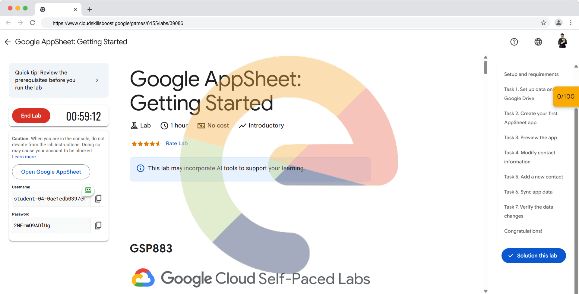 Google AppSheet: Getting Started - GSP883