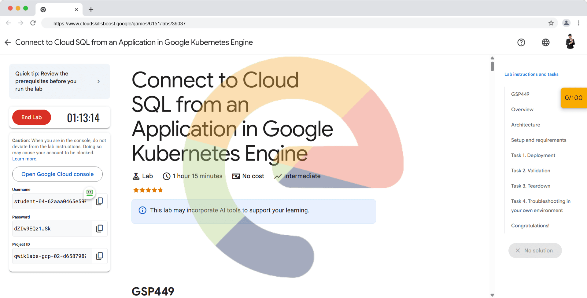 Connect to Cloud SQL from an Application in Google Kubernetes Engine - GSP449