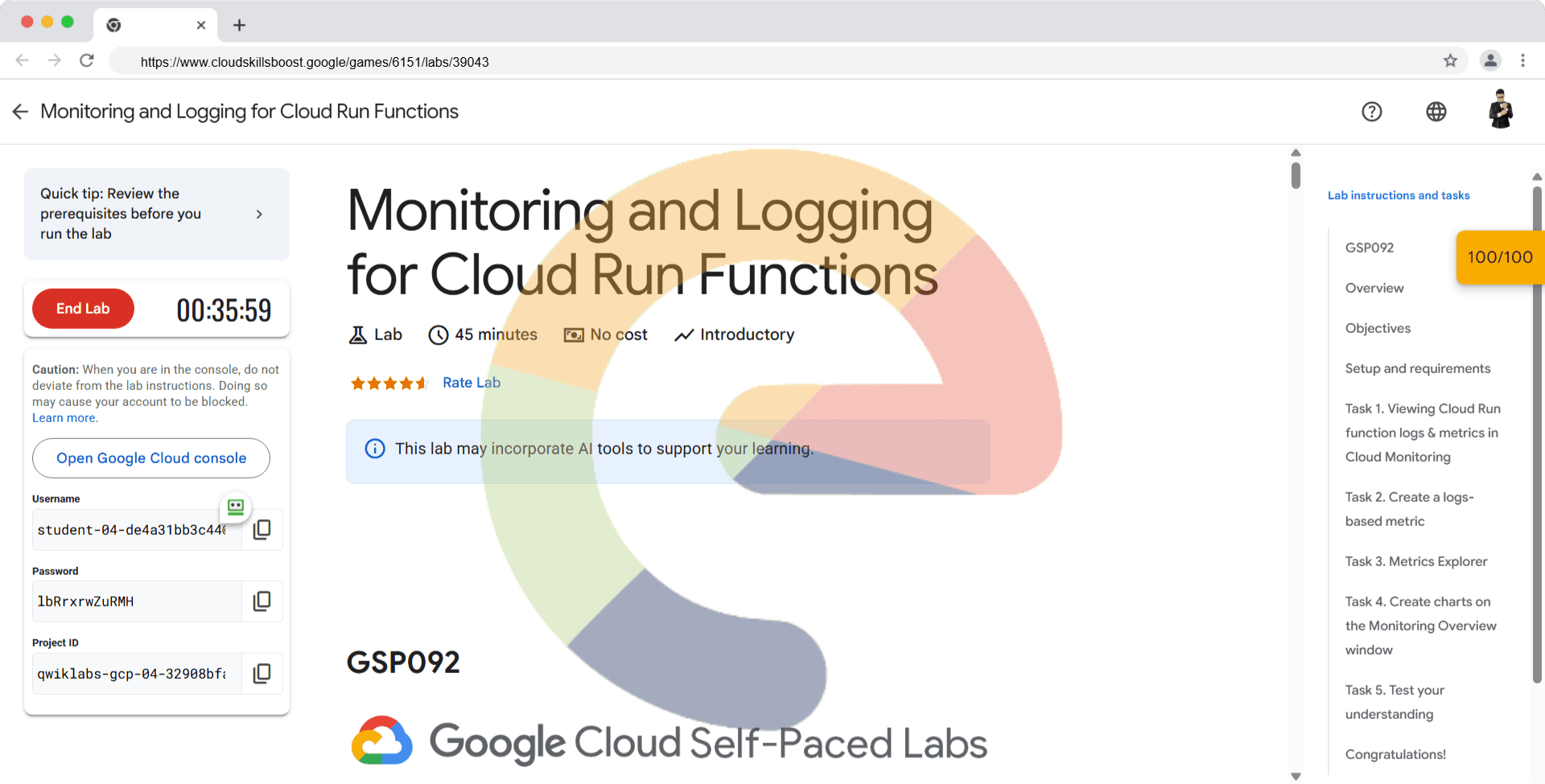 Monitoring and Logging for Cloud Run Functions - GSP092