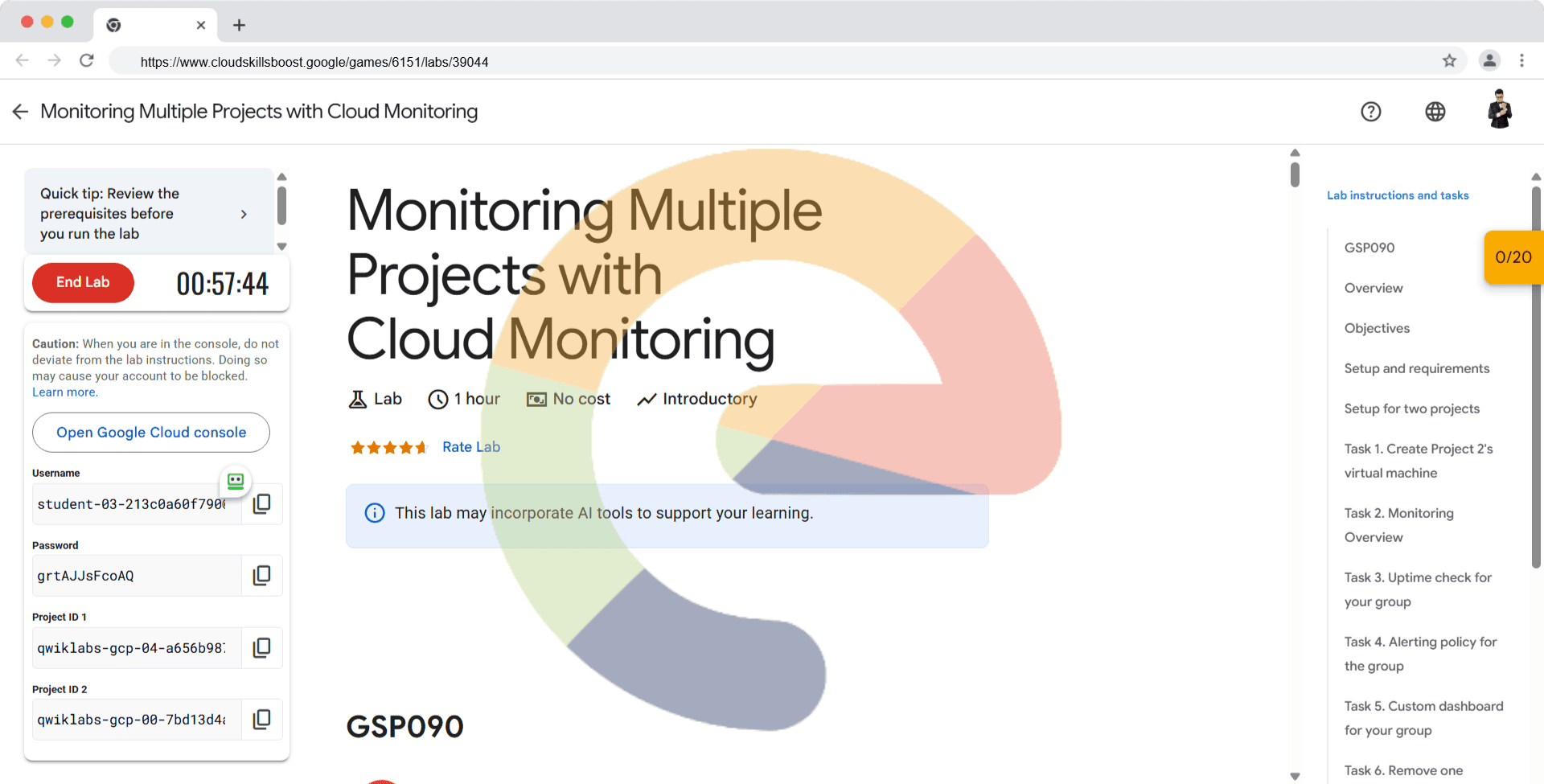 Monitoring Multiple Projects with Cloud Monitoring - GSP090