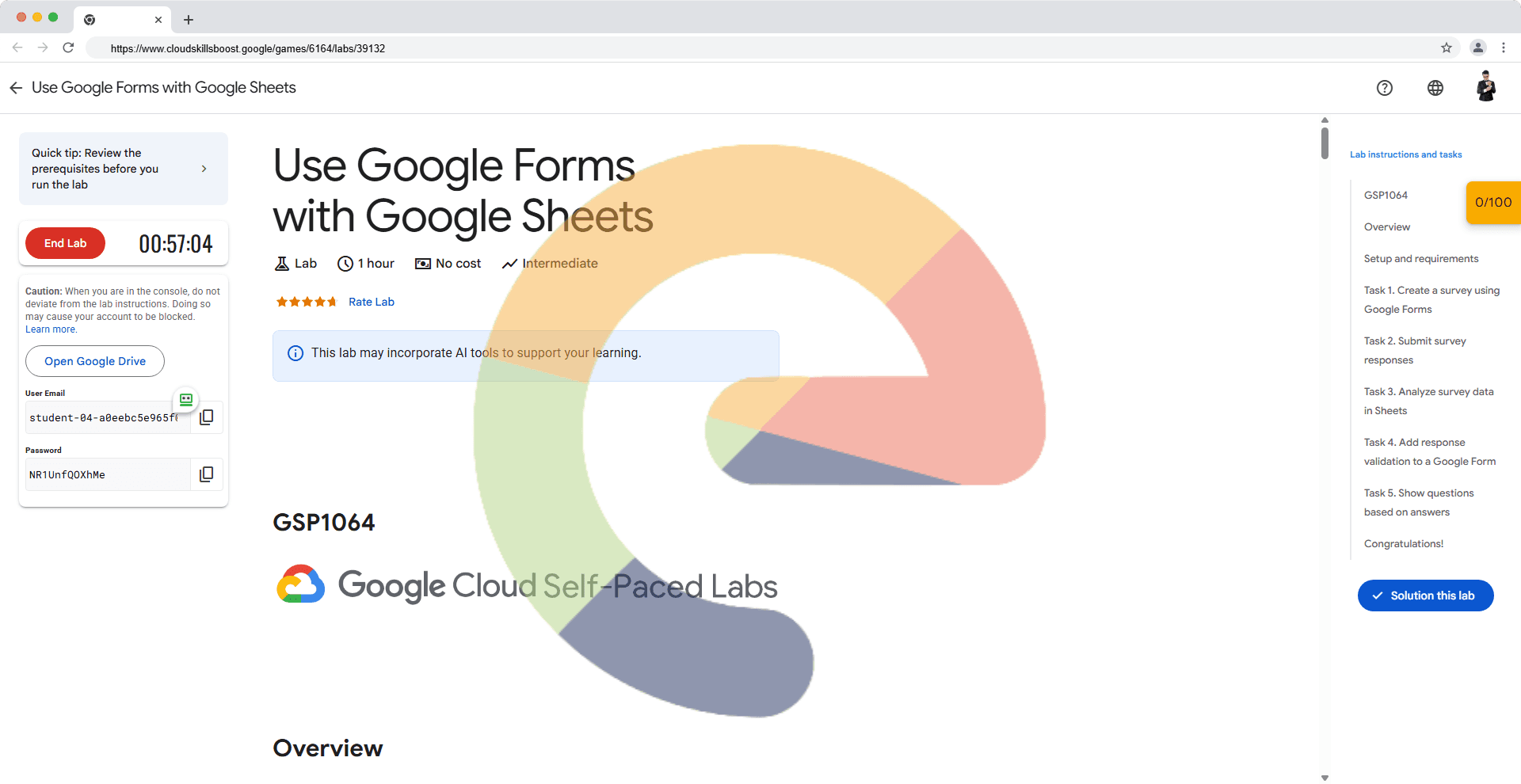 Use Google Forms with Google Sheets - GSP1064