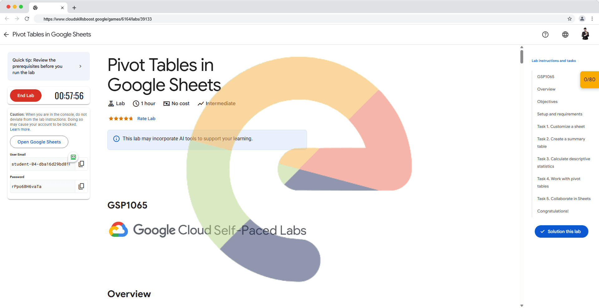 Pivot Tables in Google Sheets - GSP1065