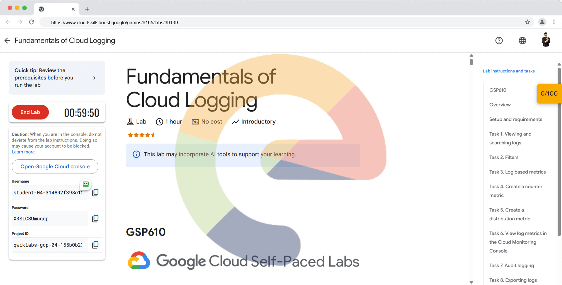 Fundamentals of Cloud Logging - GSP610