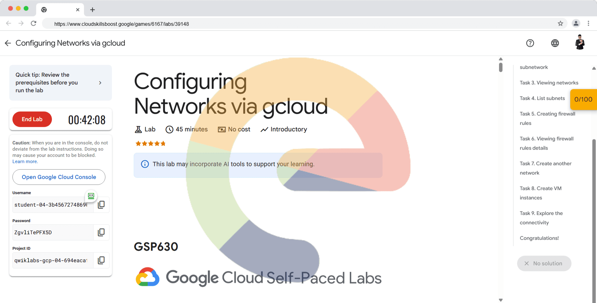 Configuring Networks via gcloud - GSP630