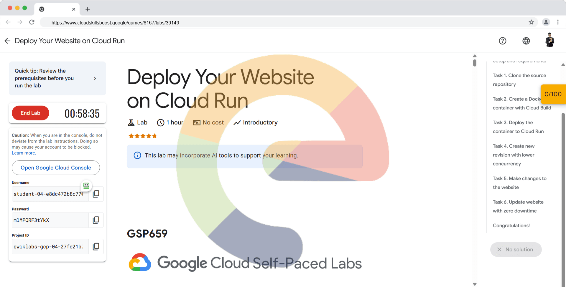 Deploy Your Website on Cloud Run - GSP659