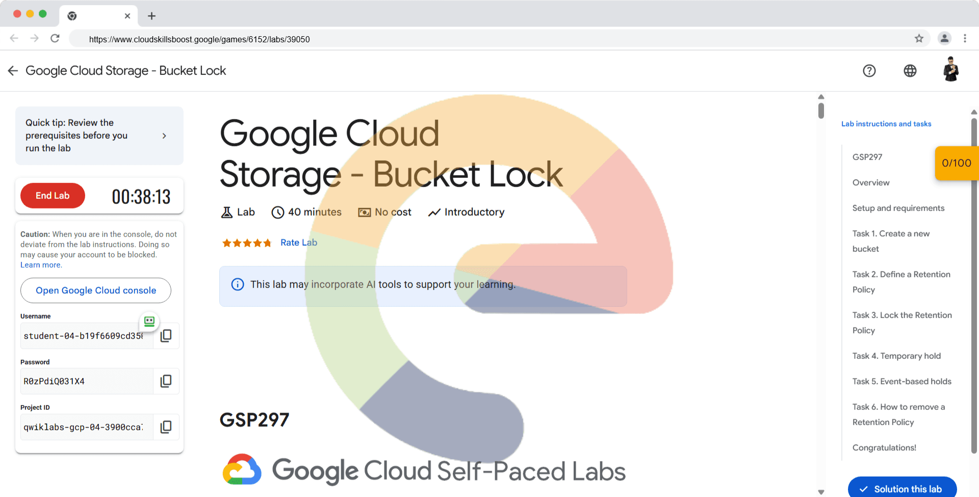 Google Cloud Storage - Bucket Lock - GSP297