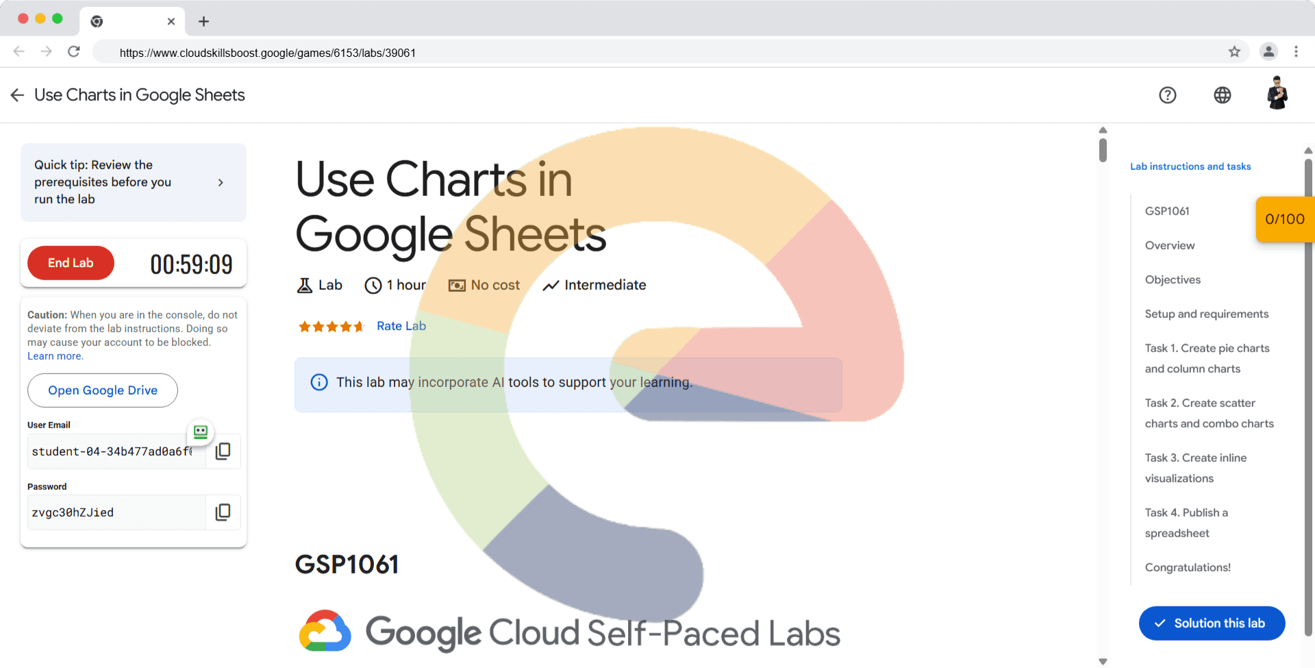 Use Charts in Google Sheets - GSP1061
