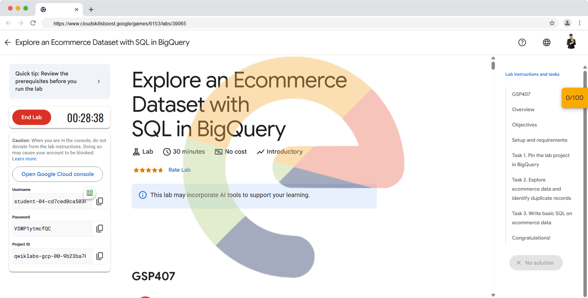 Explore an Ecommerce Dataset with SQL in BigQuery - GSP407