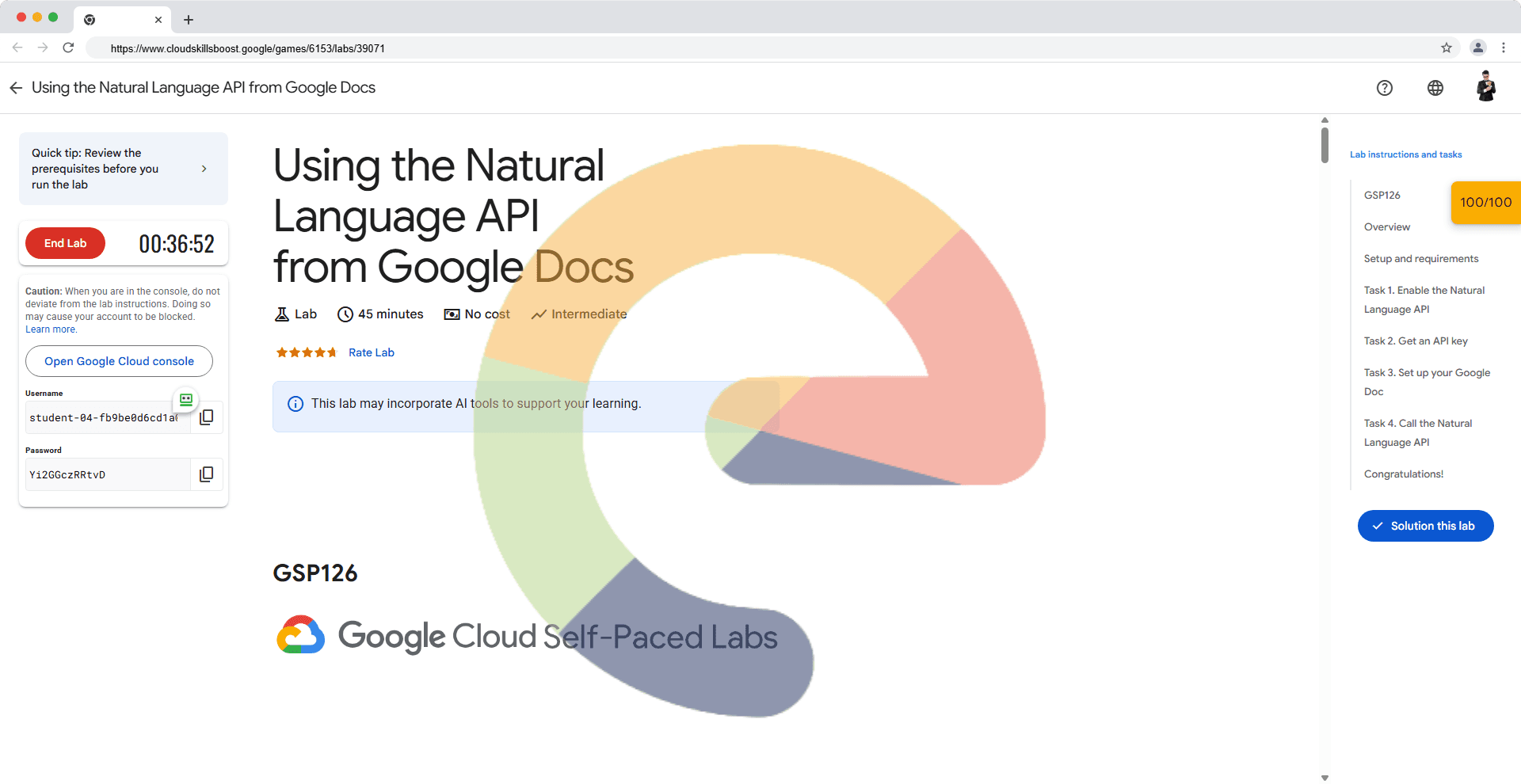 Using the Natural Language API from Google Docs - GSP126