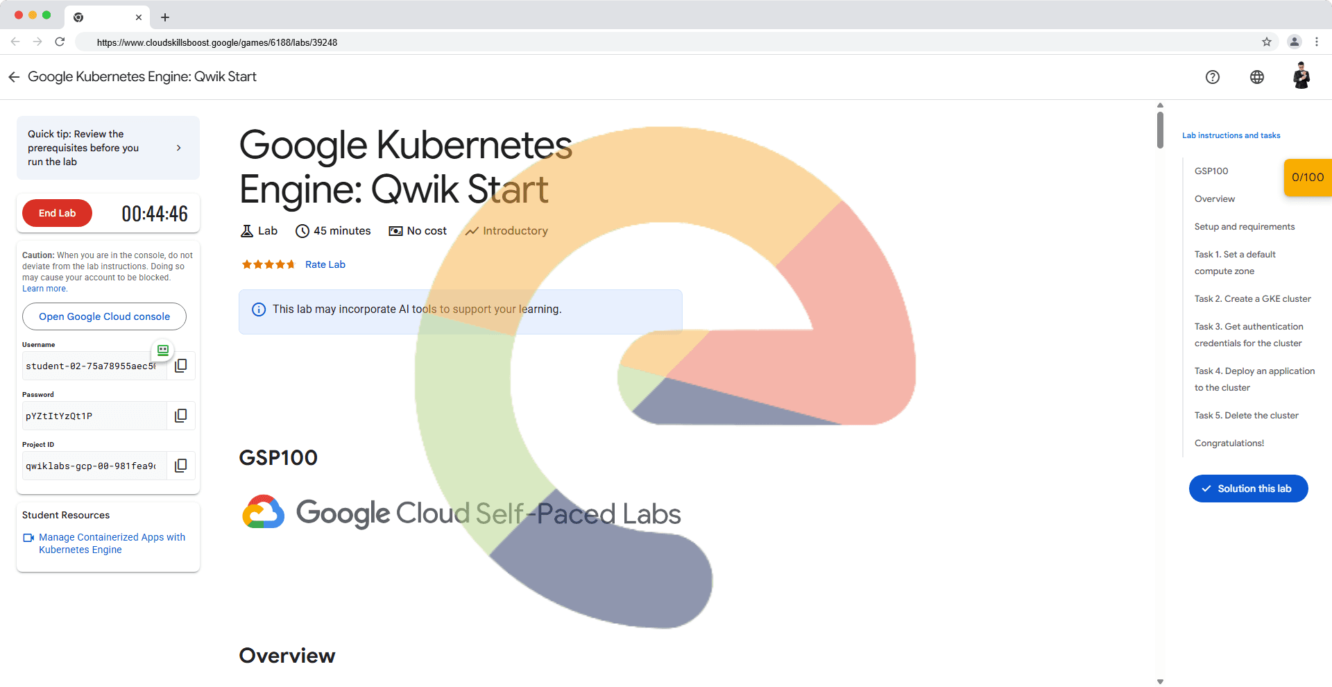 Google Kubernetes Engine: Qwik Start - GSP100