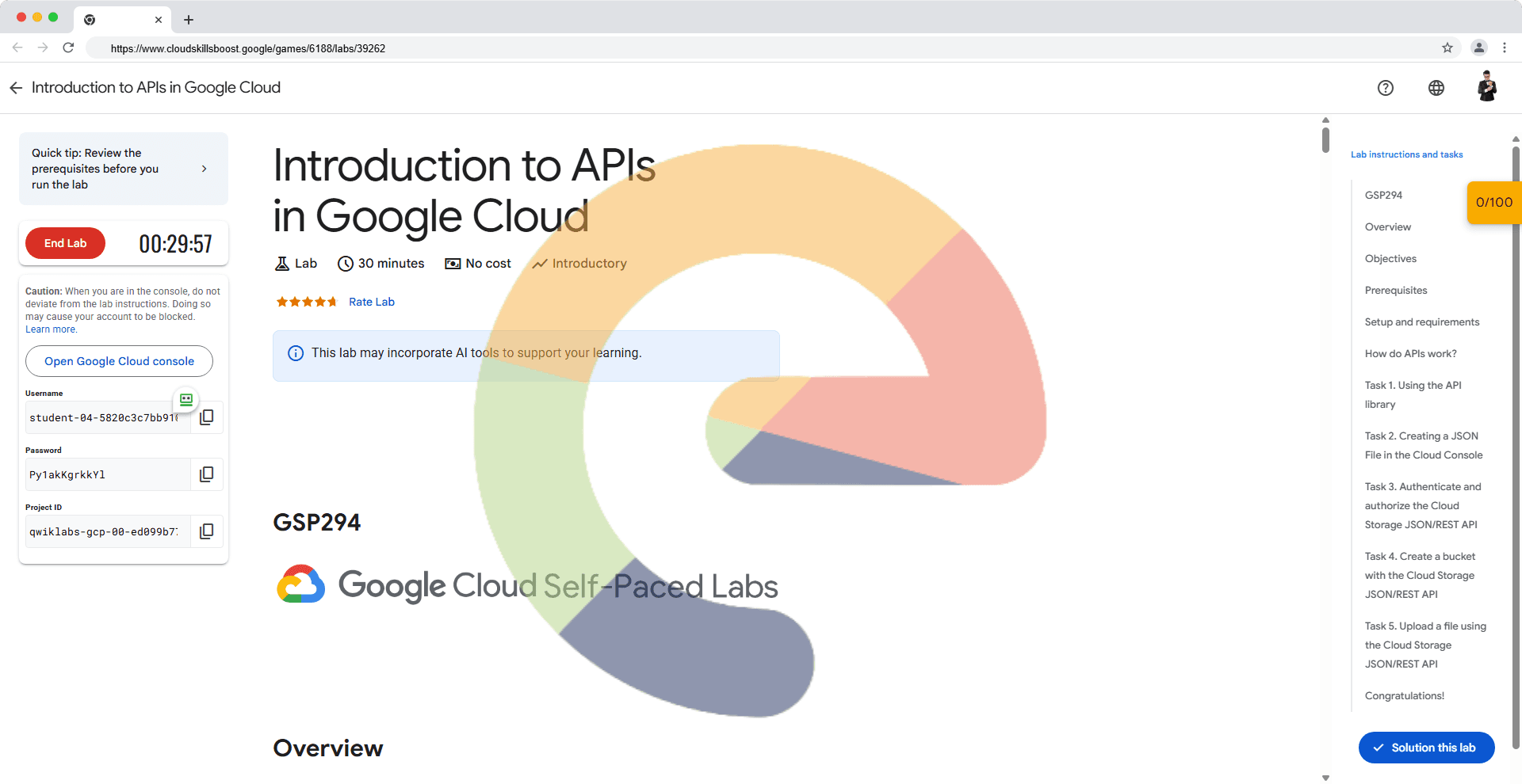Introduction to APIs in Google Cloud - GSP294