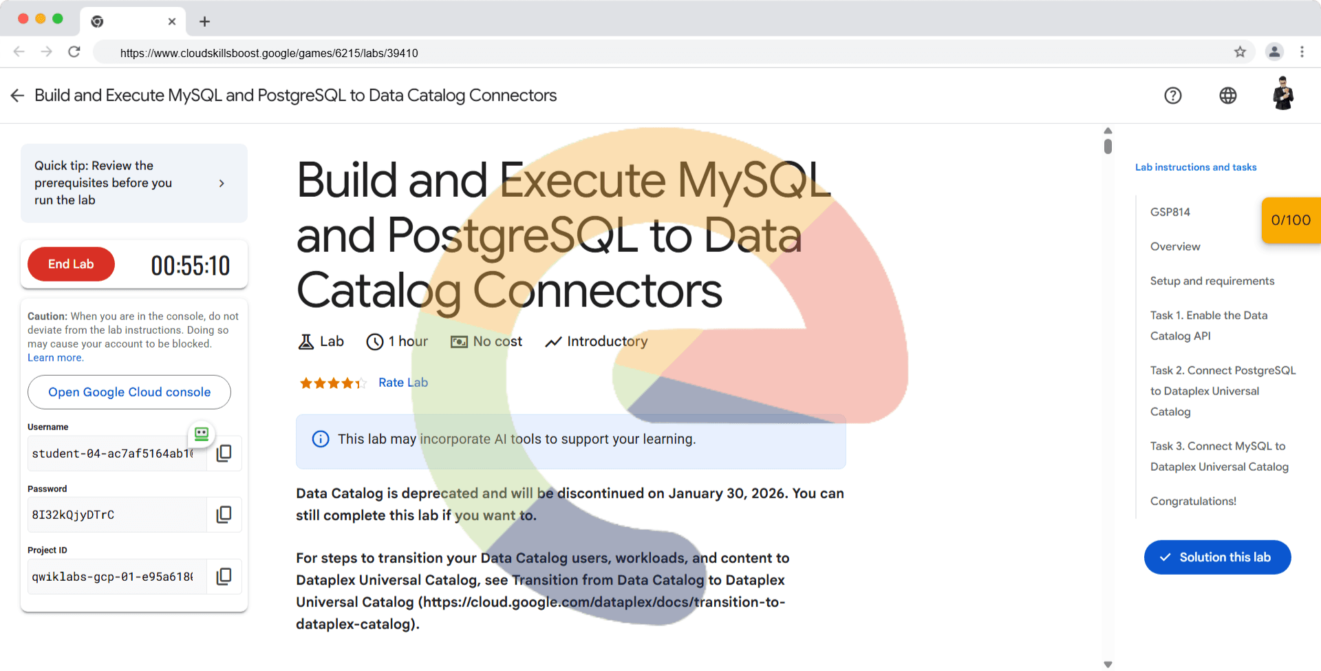 Build and Execute MySQL, PostgreSQL, and SQLServer to Data Catalog Connectors - GSP814
