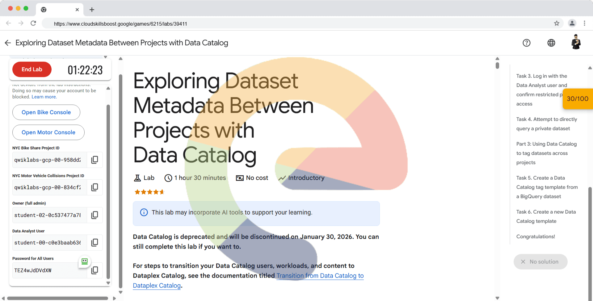 Exploring Dataset Metadata Between Projects with Data Catalog - GSP789