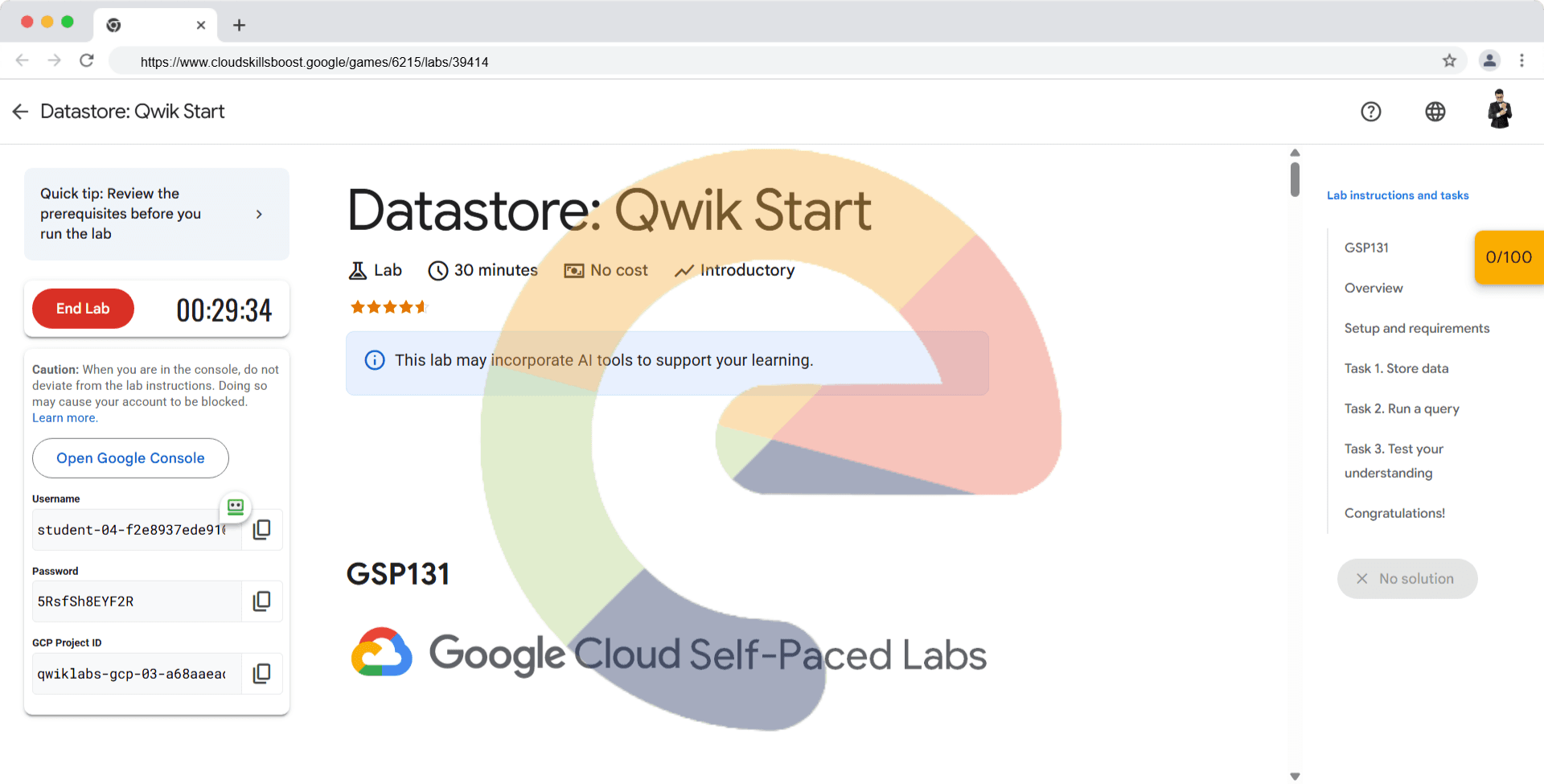 Datastore: Qwik Start - GSP131