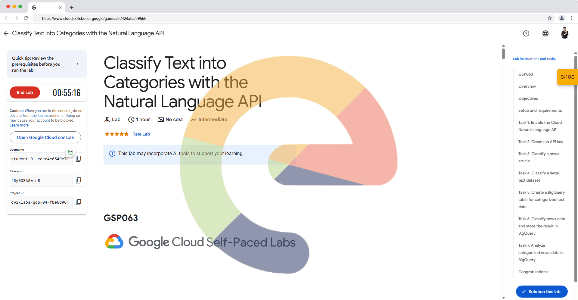 Classify Text into Categories with the Natural Language API - GSP063