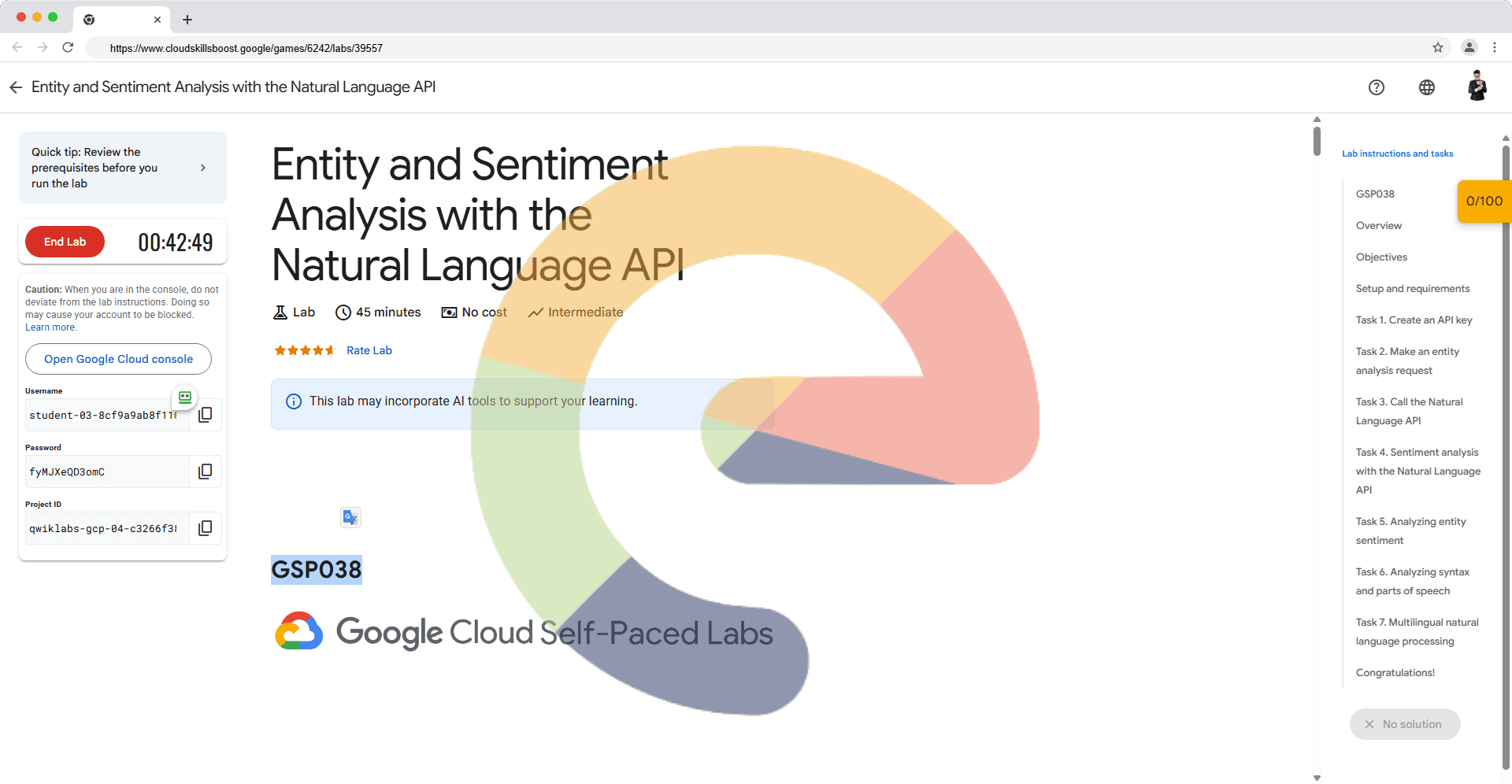 Entity and Sentiment Analysis with the Natural Language API - GSP038