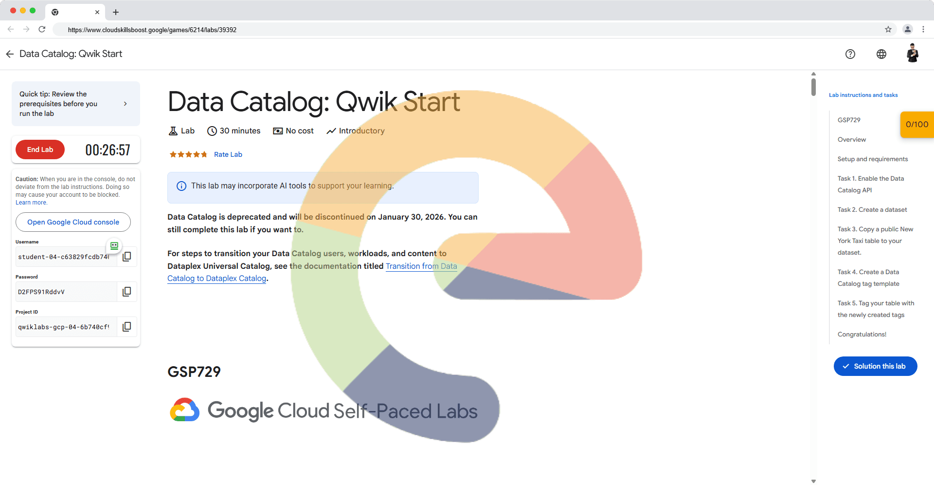 Data Catalog: Qwik Start - GSP729