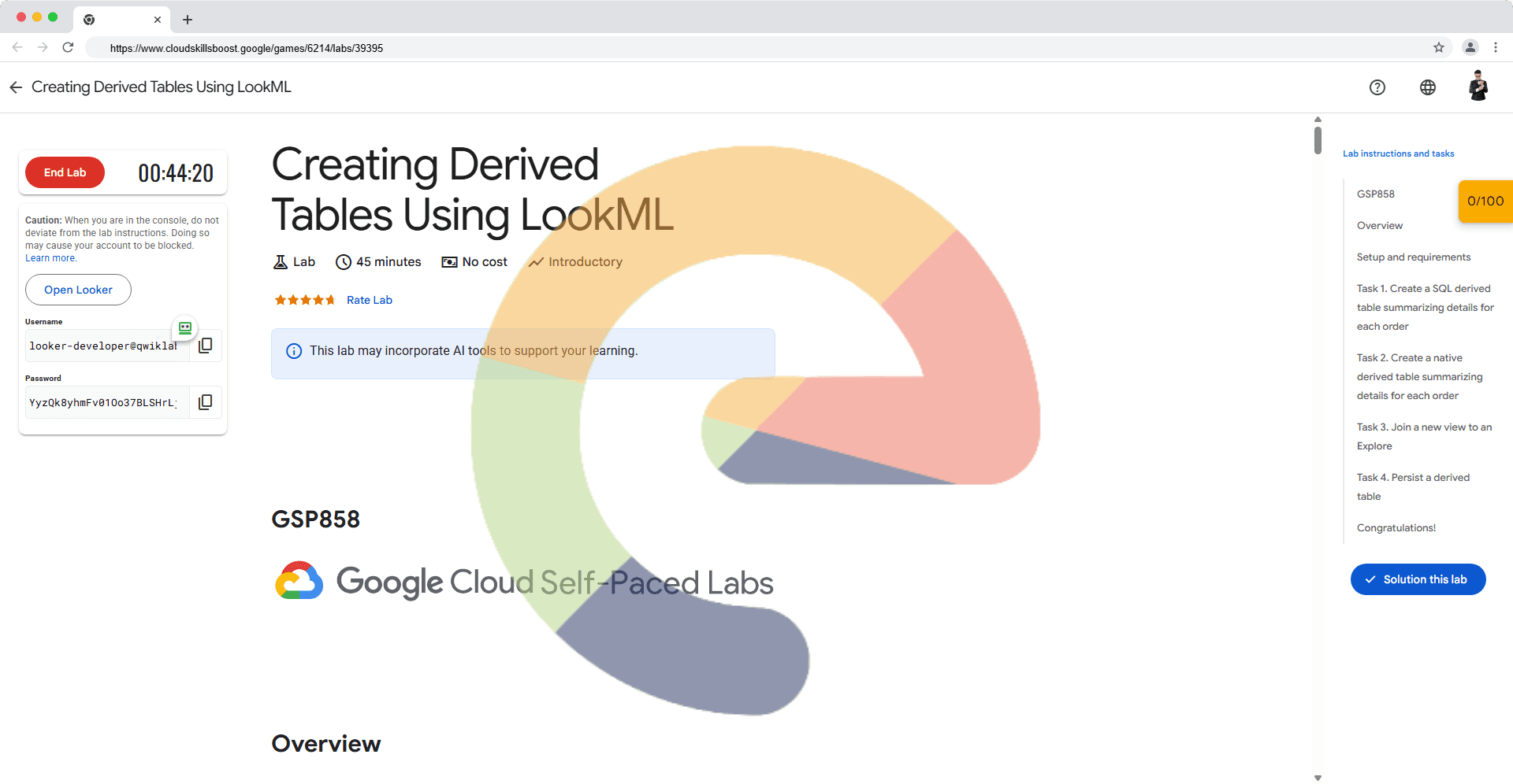 Creating Derived Tables Using LookML - GSP858