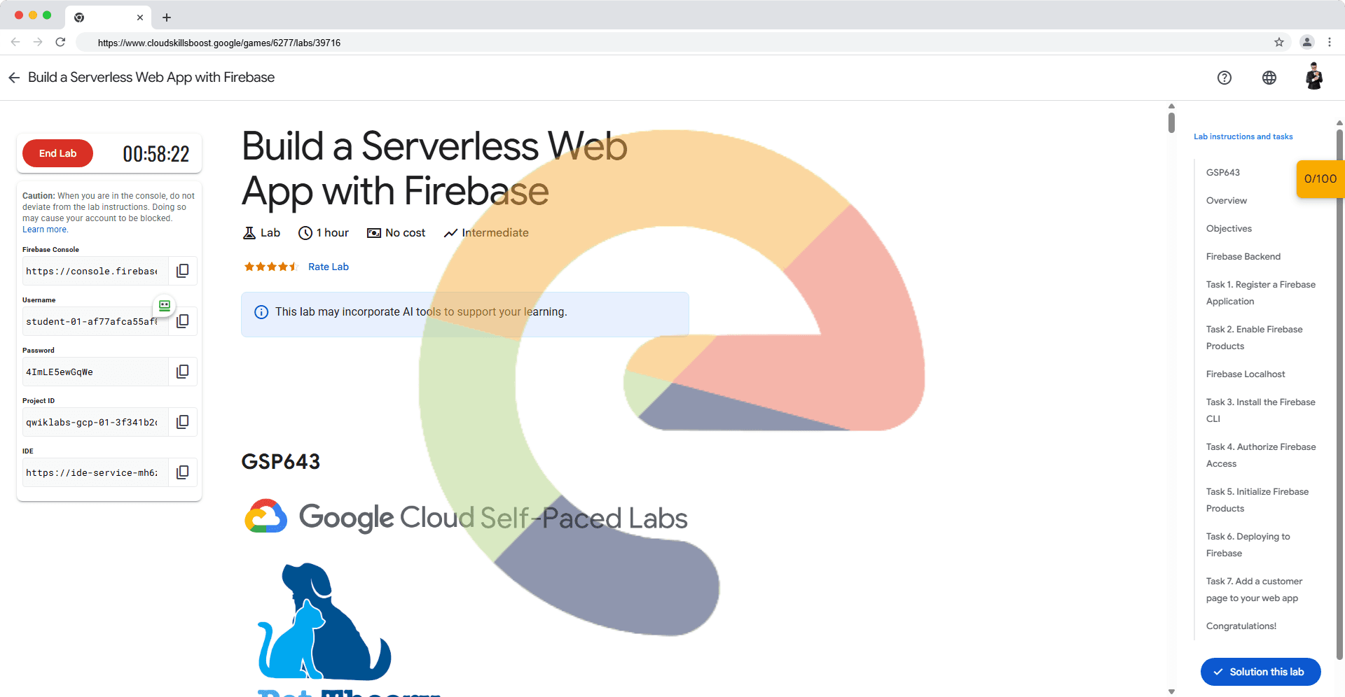 Build a Serverless Web App with Firebase - GSP643