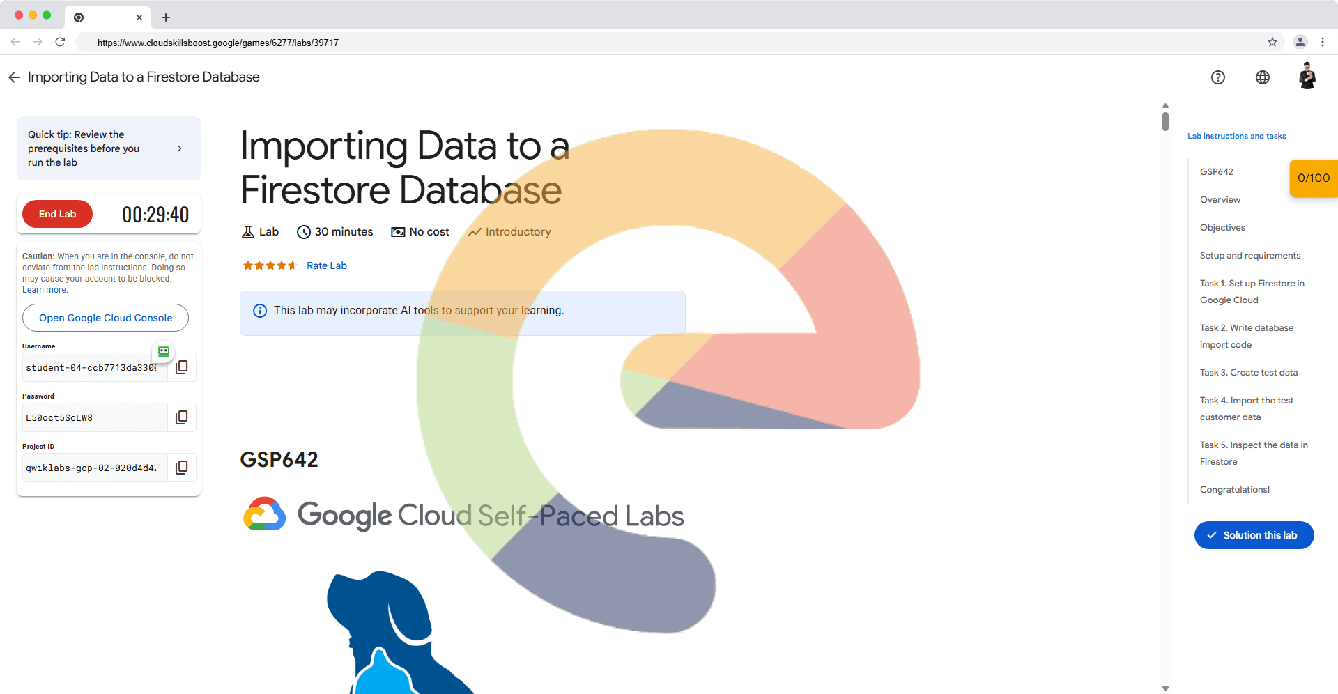 Importing Data to a Firestore Database - GSP642