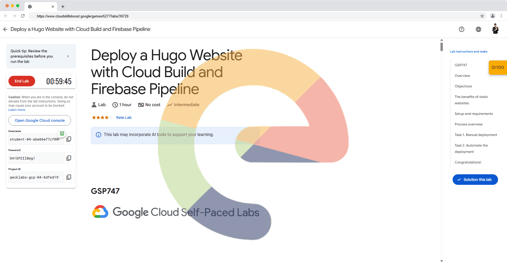 Deploy a Hugo Website with Cloud Build and Firebase Pipeline - GSP747