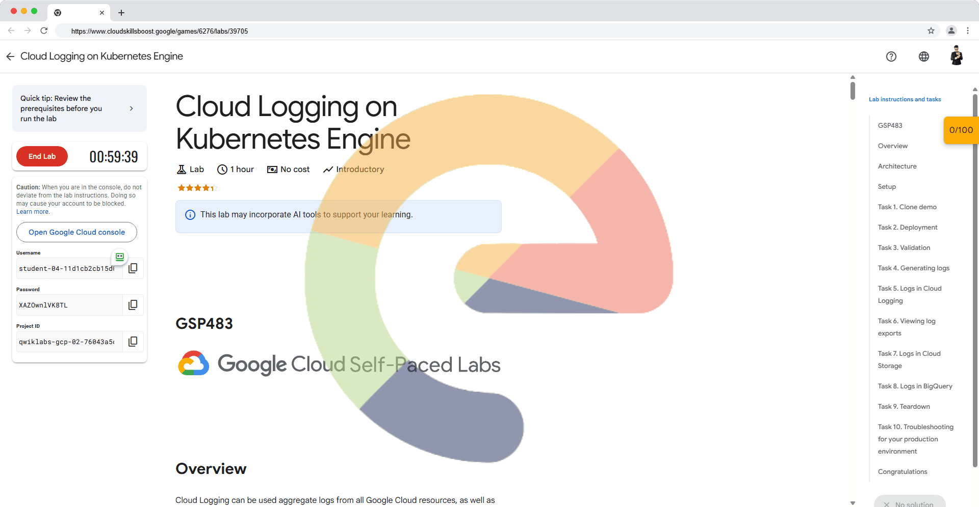 Cloud Logging on Kubernetes Engine - GSP483