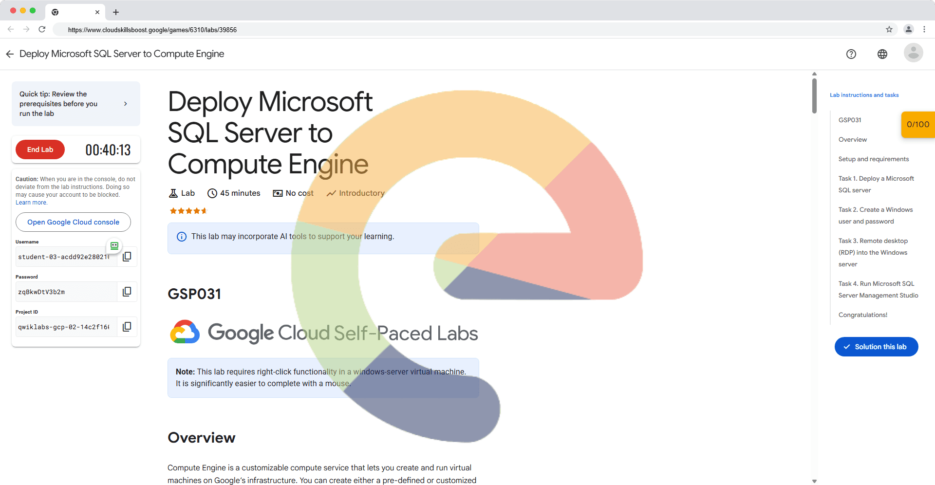 Deploy Microsoft SQL Server to Compute Engine - GSP031
