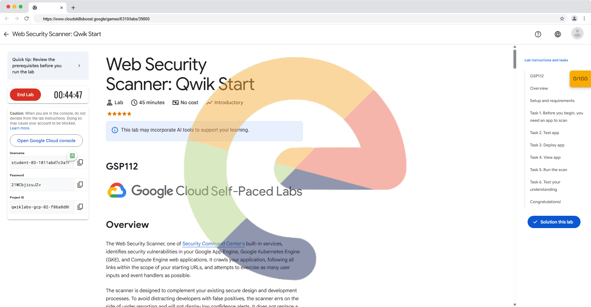 Web Security Scanner: Qwik Start - GSP112