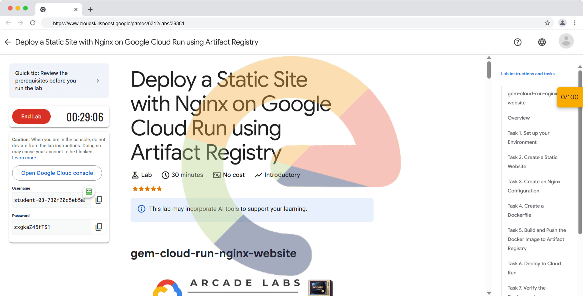 Deploy a Static Site with Nginx on Google Cloud Run using Artifact Registry - gem-cloud-run-nginx-website