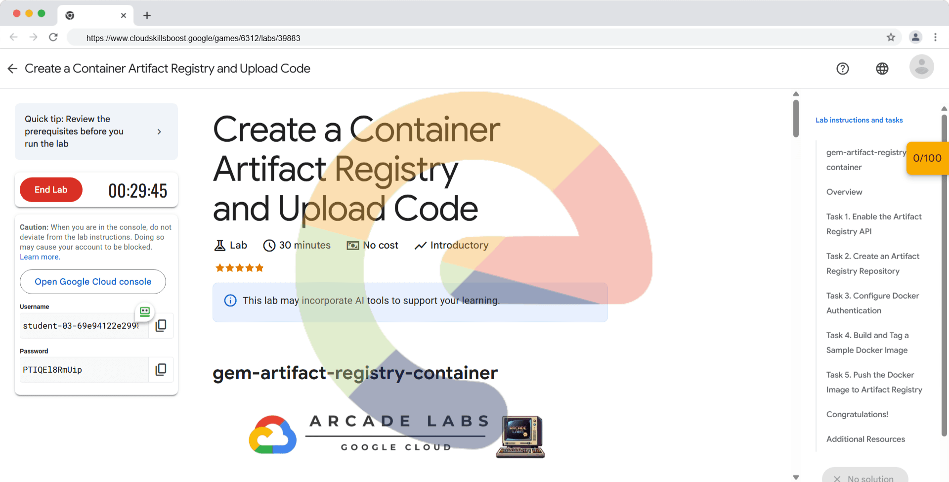 Create a Container Artifact Registry and Upload Code - gem-artifact-registry-container