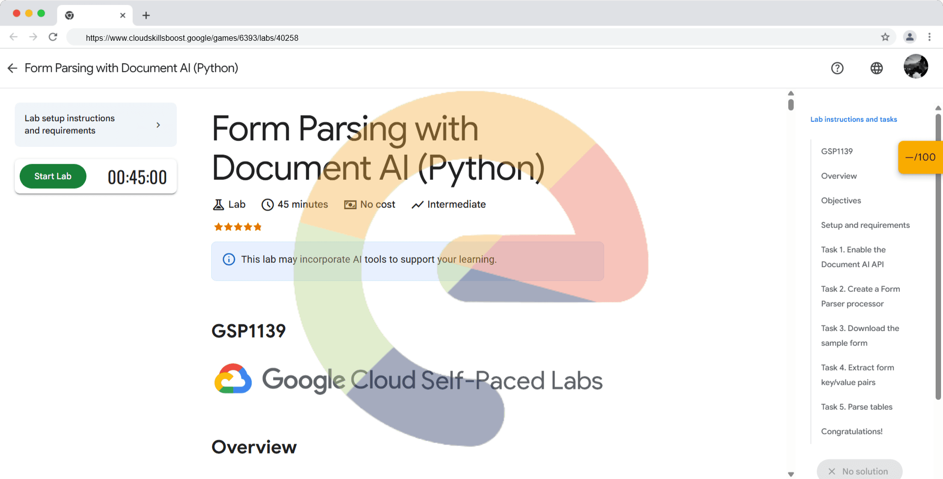 Form Parsing with Document AI (Python) - GSP1139