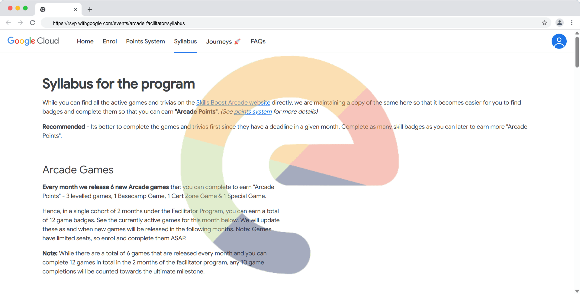 Google Cloud Arcade Facilitator '25 Cohort 2 - Syllabus for the program