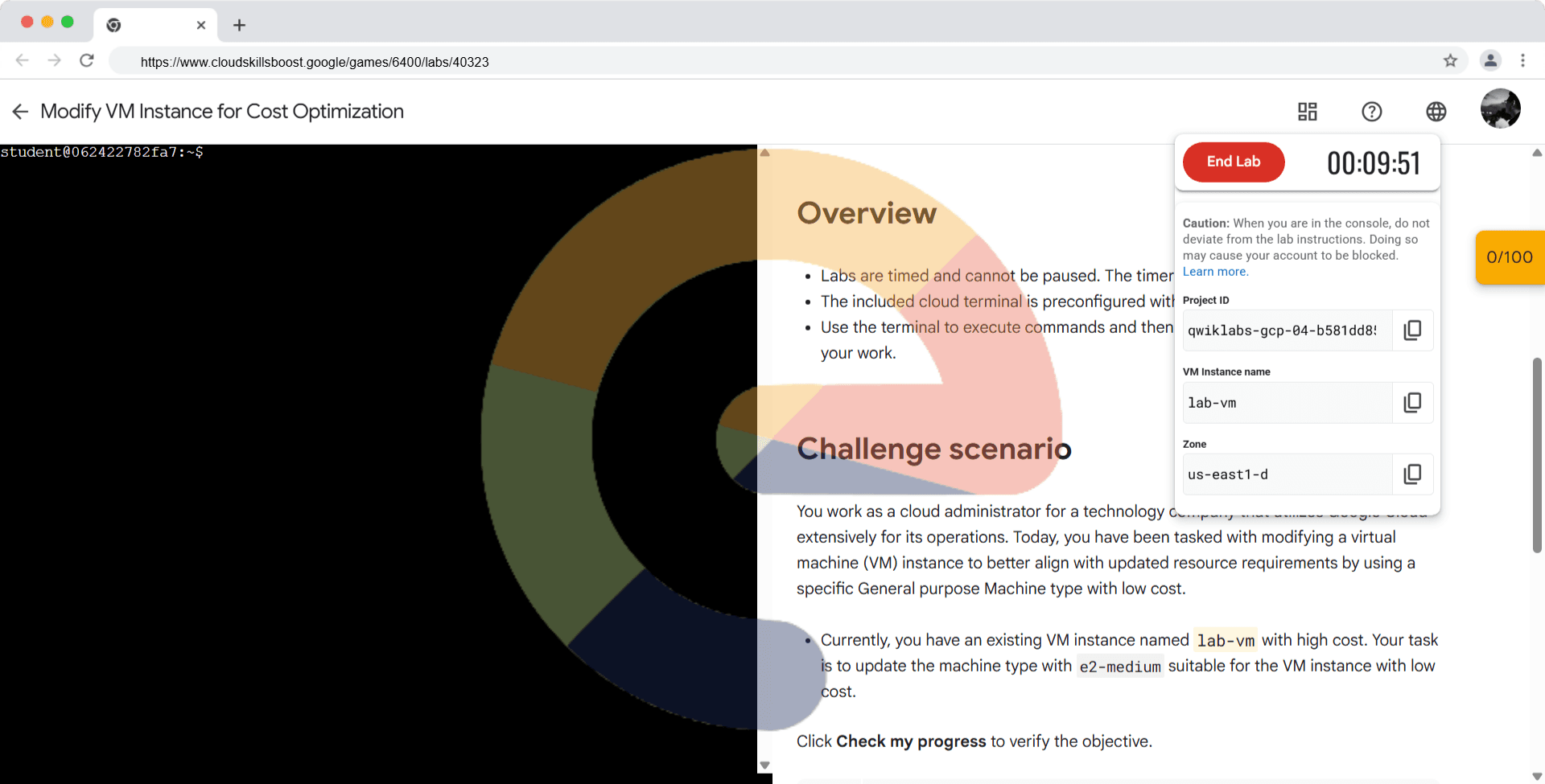 Modify VM Instance for Cost Optimization (Solution)