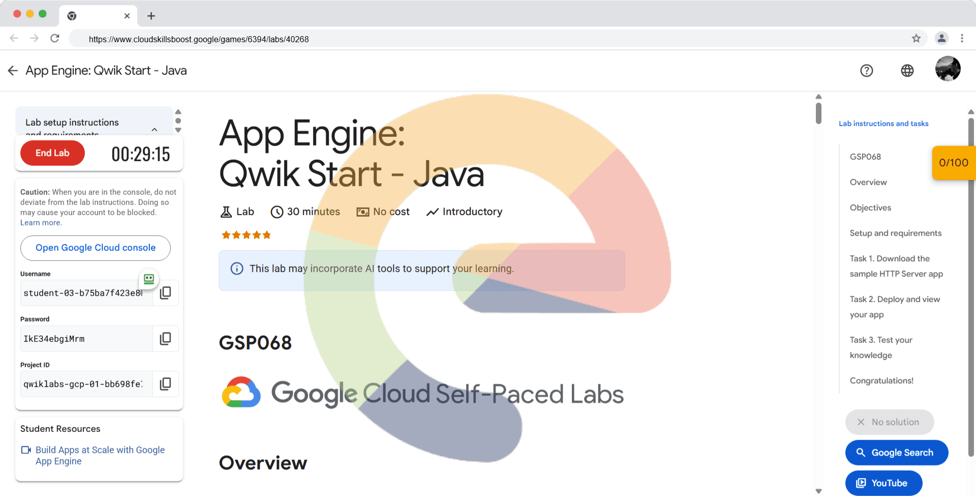 App Engine: Qwik Start - Java - GSP068