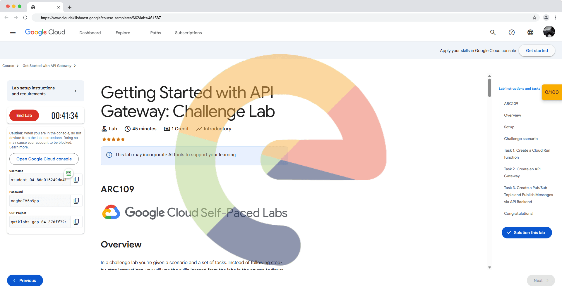 Getting Started with API Gateway: Challenge Lab - ARC109