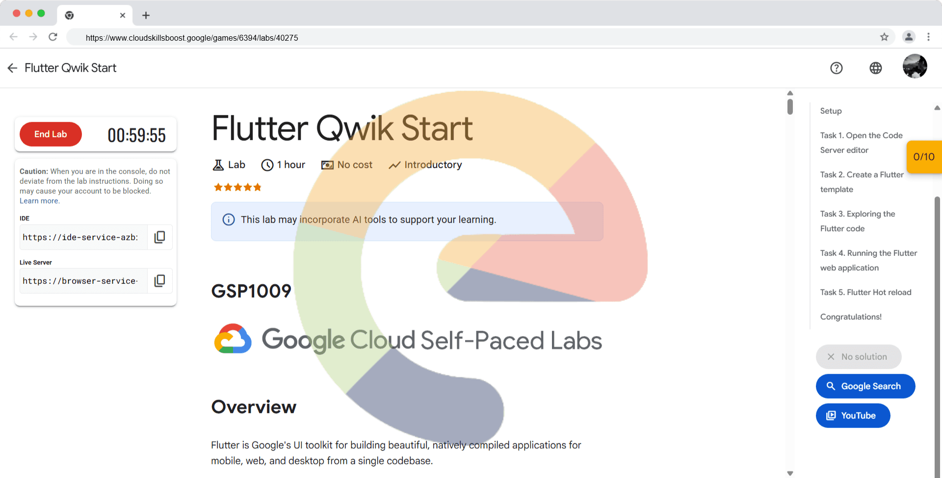 Flutter Qwik Start - GSP1009